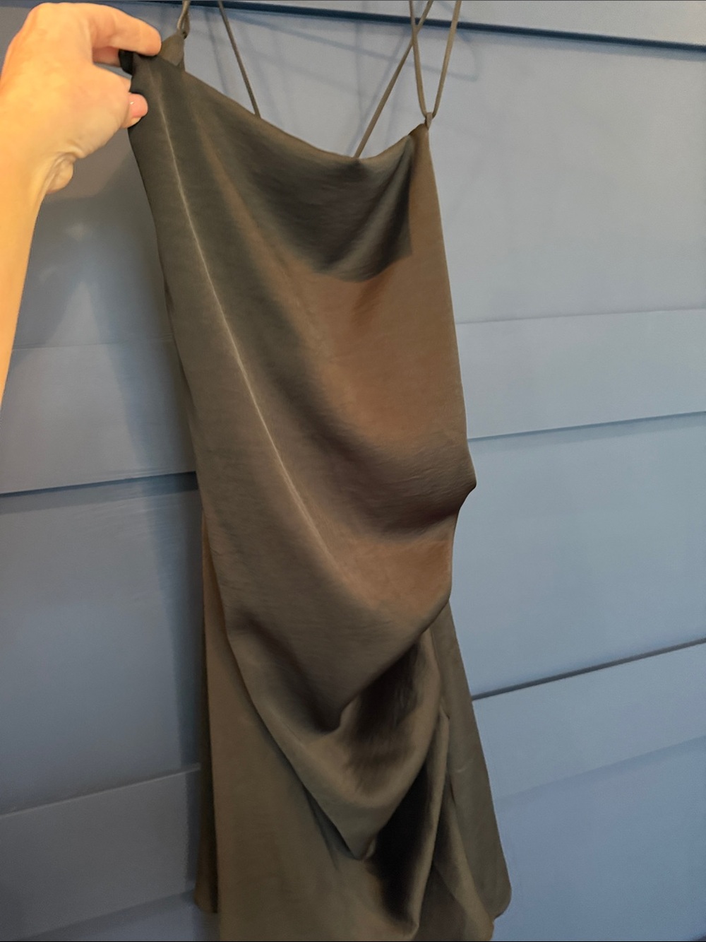Zara Black Mini Slip Dress with Cowl Neck